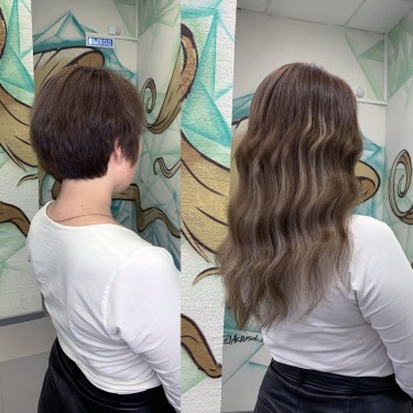 Наращивание 180 капсул 40см, стрижка.