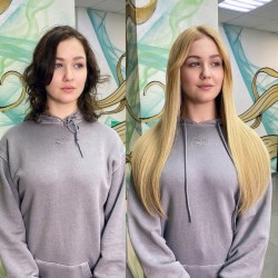 Окрашивание, наращивание волос 137 капсул 55см premium, стрижка.