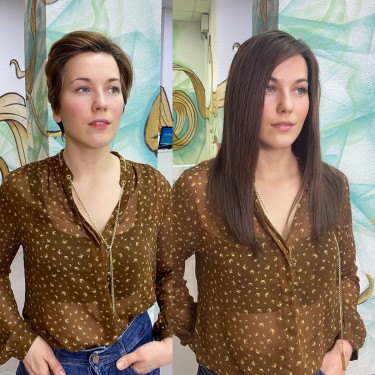 Окрашивание, наращивание волос 217 капсул, стрижка.