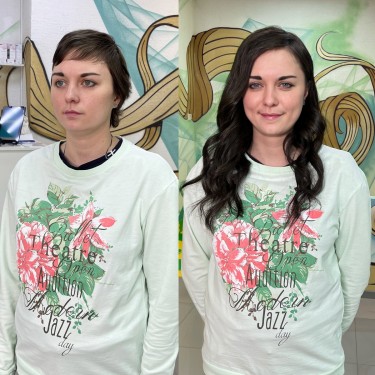 Наращивание 220 капсул 40см, стрижка.