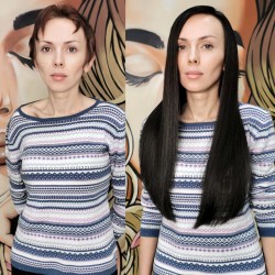 Окрашивание, наращивание волос 250 капсул 55см, стрижка.