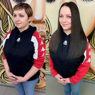 Окрашивание, наращивание волос 400 нано капсул 45см, стрижка.