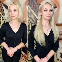 Наращивание волос 137 капсул 50см, стрижка.